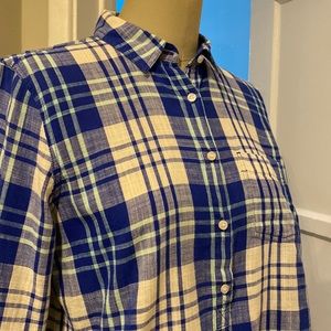 J.Crew Factory Pop-over Plaid Blouse
